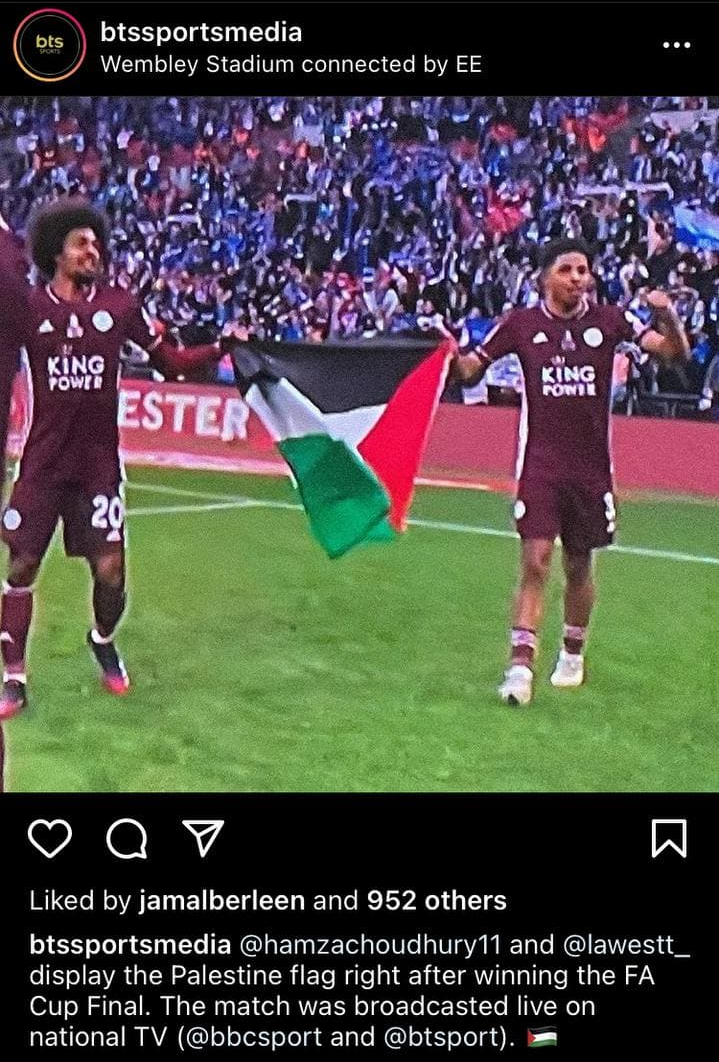 قهرمانی لستر در دل لندن با پرچم فلسطین؛تصاویر